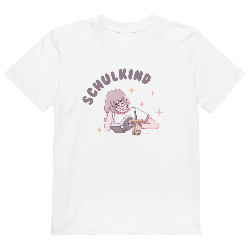Schulkind – Lesendes Mädchen Motiv 📖✨ Bio-Baumwoll-T-Shirt für Kinder